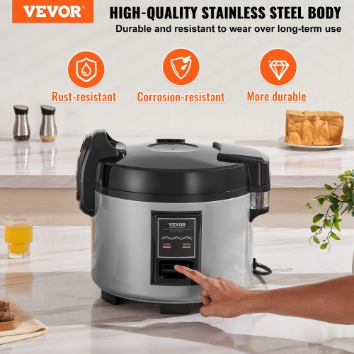VEVOR Commercial Rice Cooker, 70-Cup Rice Cooker, 15.85Qt /15 Liter Rice Cooker and Warmer with Nonstick Inner Pot, Fast Cooking and 12-Hour Keep