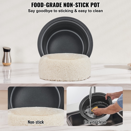 VEVOR Commercial Rice Cooker, 40-Cup Rice Cooker, 8.45Qt /8 Liter Large Rice Cooker and Warmer with Nonstick Inner Pot, Fast Cooking and 24-Hour Keep