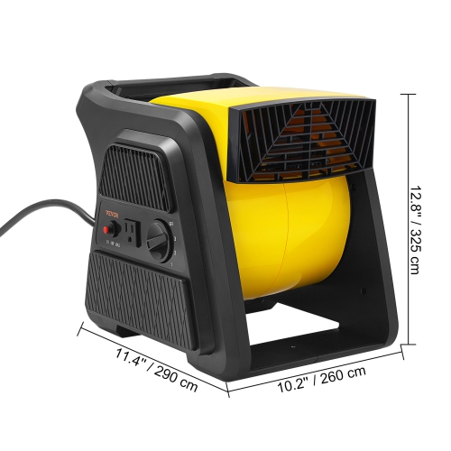 VEVOR 600 CFM Pivoting Utility Fan, High Velocity Floor Blower for Cooling, Ventilating, Exhausting, 300° Blowing Angle Air Mover, Portable Carpet