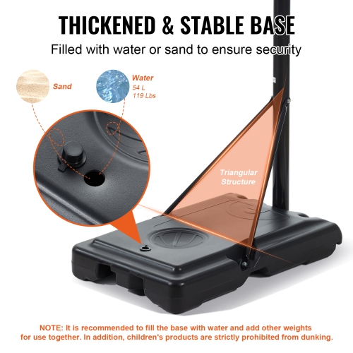 VEVOR 44 inch Basketball Hoop, 4-10 ft Adjustable Height Portable Backboard System, Basketball Hoop & Goal, Kids & Adults Basketball Set with Wheels,