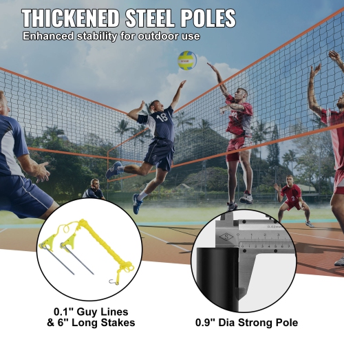 VEVOR 4-Way Volleyball Net, Adjustable Height Badminton Net Set for Backyard Beach Lawn, Outdoor Portable Volleyball Net with Carrying Bag, 4 Square