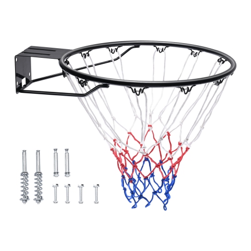 VEVOR 18" Basketball Rim, Wall Door Mounted Basketball Hoop, Heavy Duty Q235 Basketball Flex Rim Goal Replacement with Net and Double Spring,