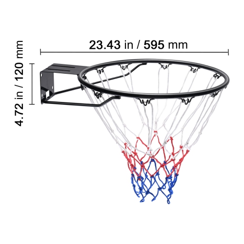 VEVOR 18" Basketball Rim, Wall Door Mounted Basketball Hoop, Heavy Duty Q235 Basketball Flex Rim Goal Replacement with Net and Double Spring,