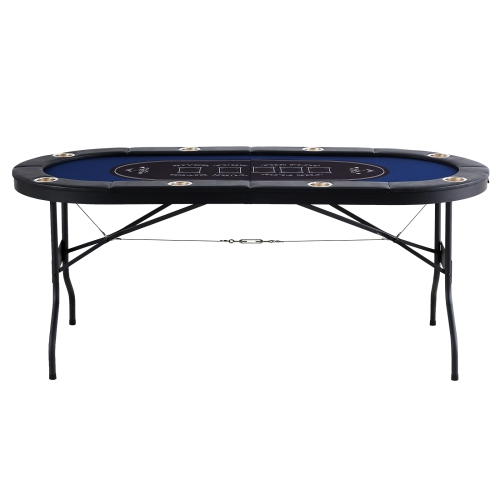 VEVOR 72" 8 Player Foldable Poker Table, Blackjack Texas Holdem Poker Table with Padded Rails and Stainless Steel Cup Holders, Portable Folding Card