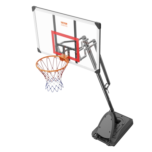 VEVOR 50 inch Basketball Hoop, 7.6-10 ft Adjustable Height Portable Backboard System, Basketball Hoop & Goal, Kids & Adults Basketball Set with