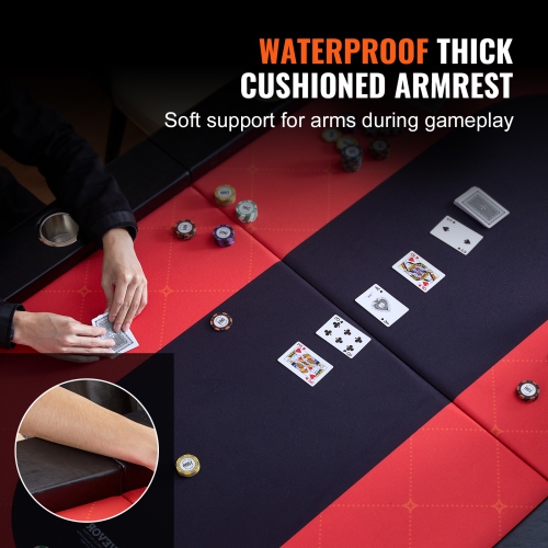 VEVOR 90" 10 Player Foldable Poker Table, Blackjack Texas Holdem Poker Table with Padded Rails and Stainless Steel Cup Holders, Portable Folding Card