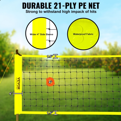 VEVOR Outdoor Portable Volleyball Net System, Adjustable Height Steel Poles, Professional Volleyball Set with PVC Volleyball, Pump, Carrying Bag,