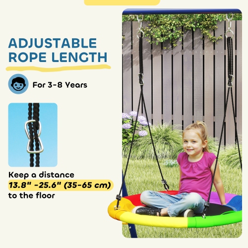 Qaba Swing Set for Backyard, 6 in 1 Heavy Duty Large Metal Swing Set with A-Frame, Belt Swing, Saucer Swing, Disc Rope Swing, Climbing Ladder,