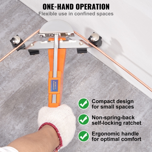 VEVOR 1/4"-7/8" O.D. Pipe Tube Bender, Ratcheting Tubing Bender, 90° Forward/Reverse Pipes Bending Tools with 7 Dies and Pipe Cutter for HVAC Air