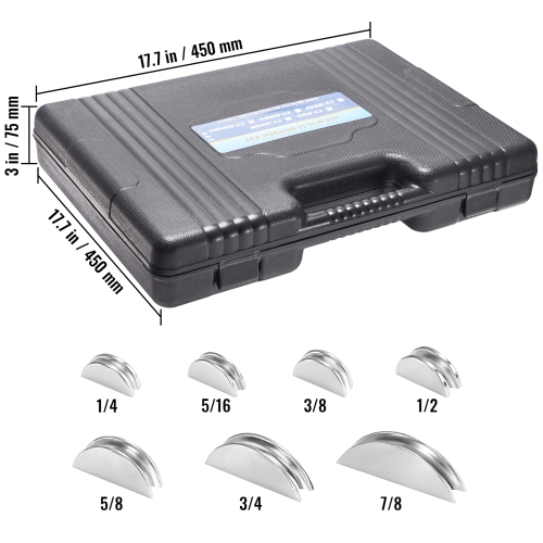 VEVOR 1/4"-7/8" O.D. Pipe Tube Bender, Ratcheting Tubing Bender, 90° Forward/Reverse Pipes Bending Tools with 7 Dies and Pipe Cutter for HVAC Air