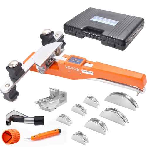 VEVOR 1/4"-7/8" O.D. Pipe Tube Bender, Ratcheting Tubing Bender, 90° Forward/Reverse Pipes Bending Tools with 7 Dies and Pipe Cutter for HVAC Air