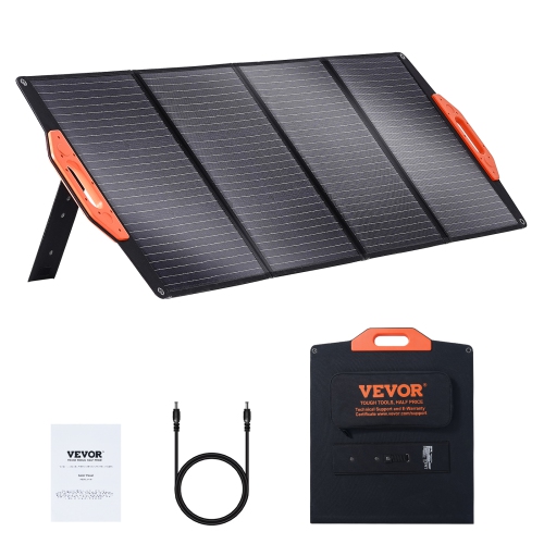 VEVOR  Dc 18V, Monocrystalline Solar Panel, Monocrystallin120W Foldable E Etfe Charger, 23% Efficiency Panel \w Type C, Qc3.0 USB Port, Ip67