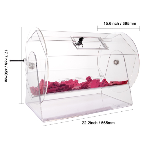 VEVOR 2 Keys, Acrylic Raffle Drum,Raffle Ticket Spinning Cage,Transparent Lottery Spinning Drawing,Holds 10000 Tickets or 300 Raffle Balls,Raffle