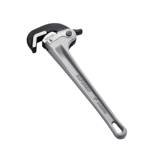 VEVOR 14" Aluminum Straight Pipe Wrench, Automatic Jaw Adjustment, Adjustable Plumbing Wrench, Easy to Carry,Ergonomic Handle, Hangable Design, for