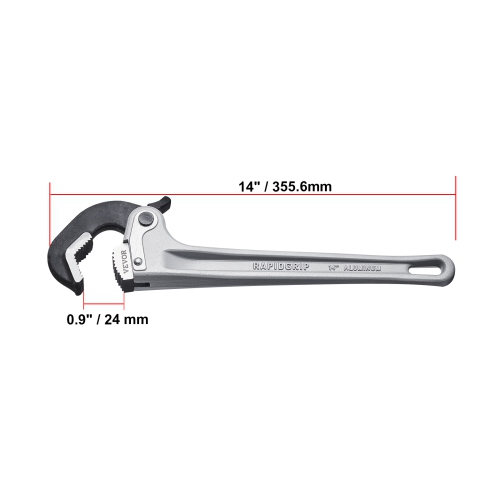 VEVOR 14" Aluminum Straight Pipe Wrench, Automatic Jaw Adjustment, Adjustable Plumbing Wrench, Easy to Carry,Ergonomic Handle, Hangable Design, for