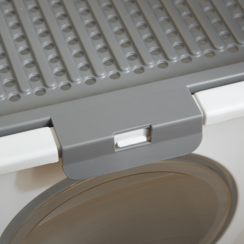 PawHut – Bac à litière pour chats, bac à litière fermé avec entrée avant, sortie supérieure, pelle, toilette pour chats facile à nettoyer, blanc