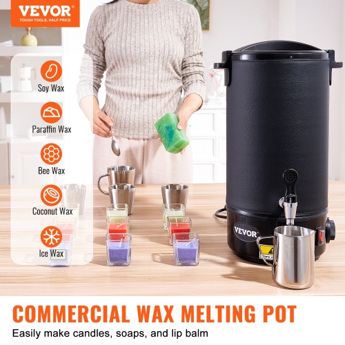 VEVOR 10 L Wax Melter for Candle Making, Electric Wax Melting Pot,with Pour Spout and 9-level Temp Control,Easy Clean for Candle Soap Cream Beauty