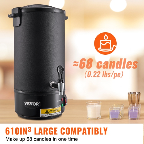 VEVOR 10 L Wax Melter for Candle Making, Electric Wax Melting Pot,with Pour Spout and 9-level Temp Control,Easy Clean for Candle Soap Cream Beauty