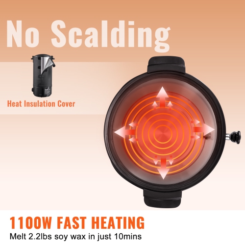 VEVOR 10 L Wax Melter for Candle Making, Electric Wax Melting Pot,with Pour Spout and 9-level Temp Control,Easy Clean for Candle Soap Cream Beauty