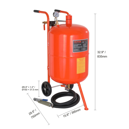 VEVOR 20 Gallon Sand Blaster, 60-110 PSI High Pressure Sandblaster, Portable Abrasive Blasting Tank, Air Sand Blasting Kit with 4 Ceramic Nozzles and