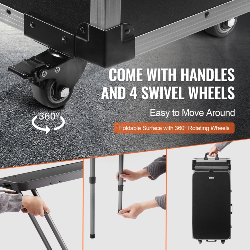 VEVOR Professional Makeup Train Case Aluminum Cosmetic Case, With Supporting Legs, Rolling Makeup Case Extra Large Trolley Makeup Travel Organizer,