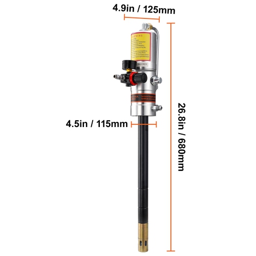 VEVOR Grease Pump, 50:1 Pressure Ratio Air Operated Grease Pump with 13 ft High Pressure Hose and Grease Gun, Pneumatic Lubrication Grease Pump with