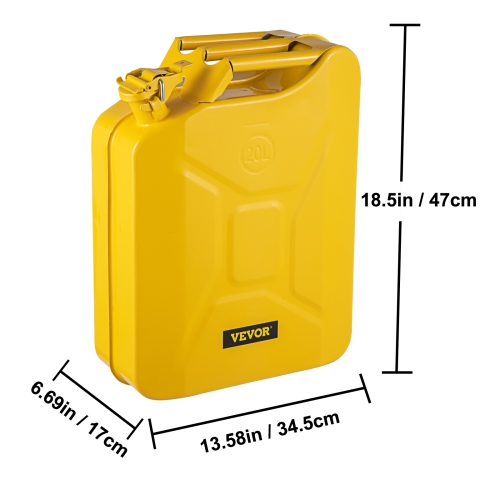 VEVOR 5.3 Gallon / 20 L Jerry Fuel Can, Portable Jerry Gas Can with Flexible Spout System, Rustproof ＆ Heat-resistant Steel Fuel Tank for Cars Trucks