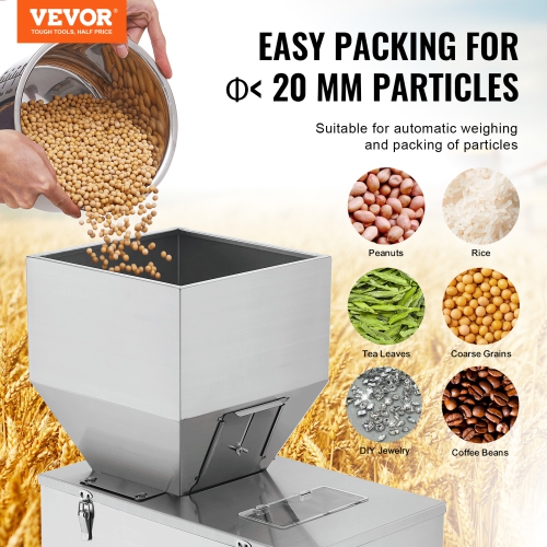 VEVOR Particle Filling Machine, 0.022-2.2 lbs/10-1000g, Automatic Filler Machine with Foot Pedal, Stainless Steel Weighing Filling Machine, Weigh