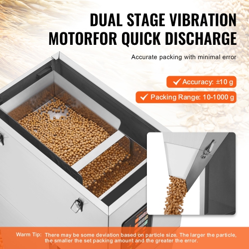 VEVOR Particle Filling Machine, 0.022-2.2 lbs/10-1000g, Automatic Filler Machine with Foot Pedal, Stainless Steel Weighing Filling Machine, Weigh