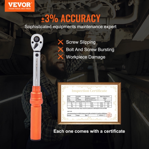 VEVOR 1/4-inch Torque Wrench, Torque Wrench 20-200in.lb/3-23n.m, Dual-Direction Torque Wrench Set, Mechanical Dual Range Scales Torque Wrench Kit