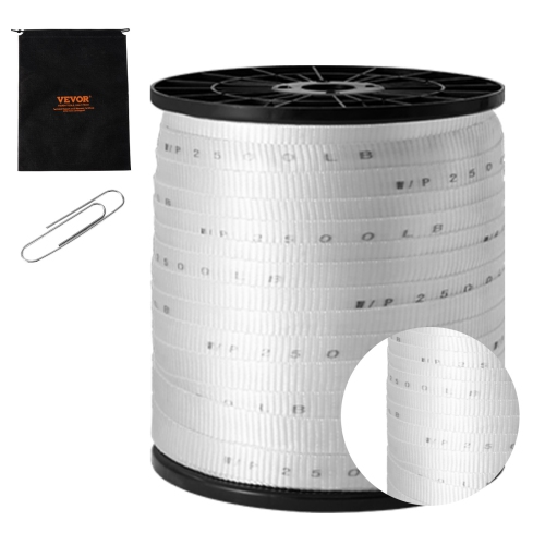 VEVOR  3/4" X 528' Polyester Pull Tape, Mule Tape Flat Rope, 2500 Lbf Tensile Capacity, Printed Webbing Cable Pulling Tape for Packaging, Gardening