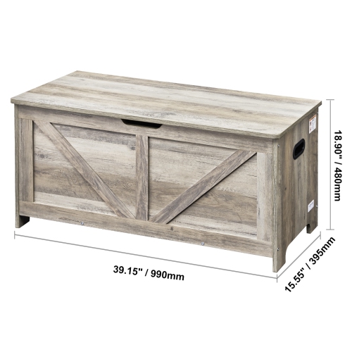 VEVOR Wooden Toy Chest for Kids, Toddler Toy Storage Box with Flip-Top Lid and Safety Hinge, 38.98 x 15.55 x 18.9" Large Kids Storage Bench for