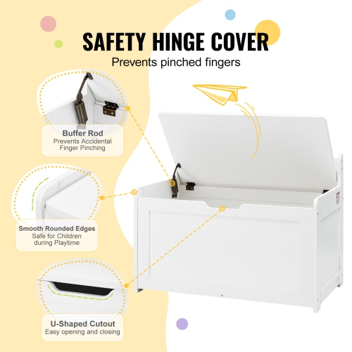 VEVOR Wooden Toy Chest for Kids, Toddler Toy Storage Box with Flip-Top Lid and Safety Hinge, 32.68 x 17.91 x 24.02" Large Kids Storage Bench for