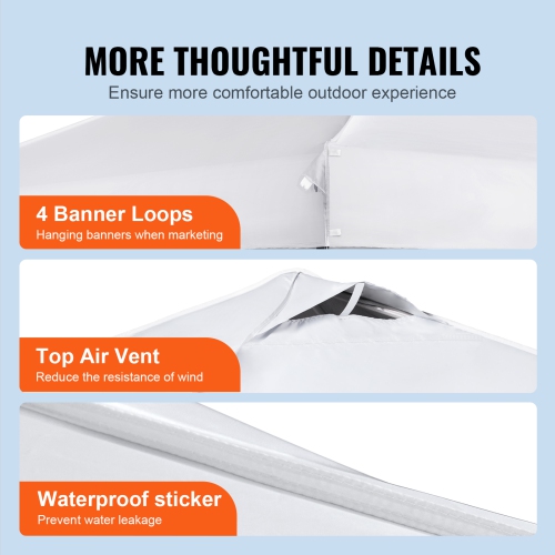 VEVOR 10 x 10 ft Pop Up Canopy Tent, 250 D PU Silver Coated Tarp, with Portable Roller Bag and 4 Sandbags, Waterproof and Sun Shelter Gazebo for