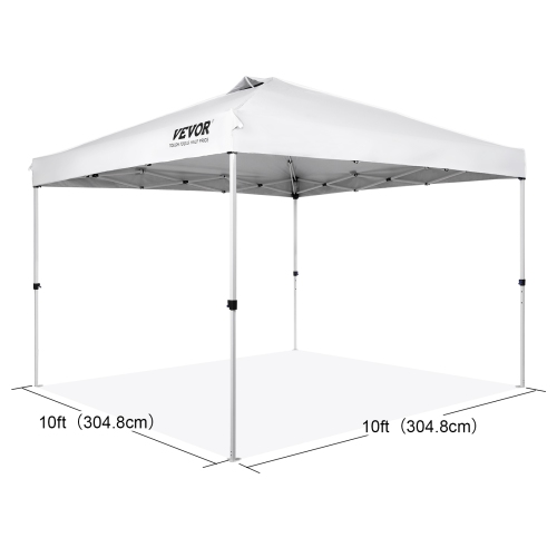 VEVOR 10 x 10 ft Pop Up Canopy Tent, 250 D PU Silver Coated Tarp, with Portable Roller Bag and 4 Sandbags, Waterproof and Sun Shelter Gazebo for