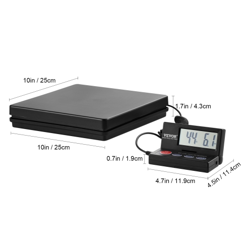 VEVOR 110 lbs x 0.07 oz. Digital Shipping Scale, Heavy Duty Postal Scale with Timer, Tare, Hold Function, 90° Foldable LCD Screen Package Scale,