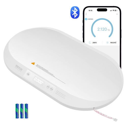VEVOR 88LBS Capacity Baby Scale, Smart Bluetooth Infant Scale with Measuring Tape, Digital Toddler Scale for Weight and Height Track - with Hold &