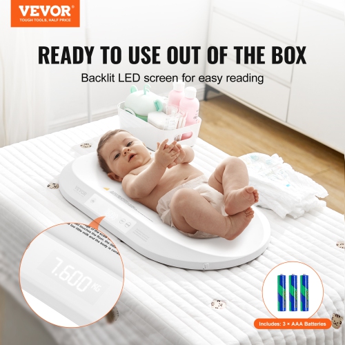 VEVOR 88LBS Capacity Baby Scale, Smart Bluetooth Infant Scale with Measuring Tape, Digital Toddler Scale for Weight and Height Track - with Hold &