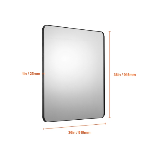 VEVOR 0.15" Thick Wall Mounted Makeup Mirror, 36" x 36" Mirror with Aluminium Alloy Frame & Explosion-Proof Film, Scratch-Resistant Mirror with