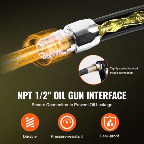 VEVOR 1/2" x 50', Extra Long Retractable Machine Oil Hose Reel,Spring Driven Auto Swivel Rewind, Heavy-Duty Carbon Steel Construction with Hose for