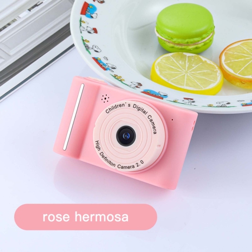 Mini children's digital camera, dual lens, 2.0-inch IPS screen, cute photo frame, mini children's camera digital CCD camera [pink]