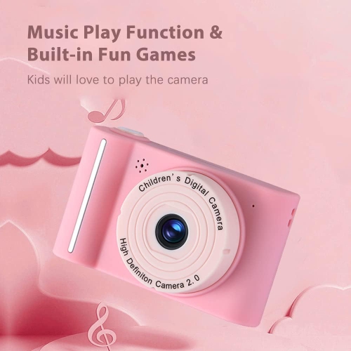 Mini children's digital camera, dual lens, 2.0-inch IPS screen, cute photo frame, mini children's camera digital CCD camera [pink]