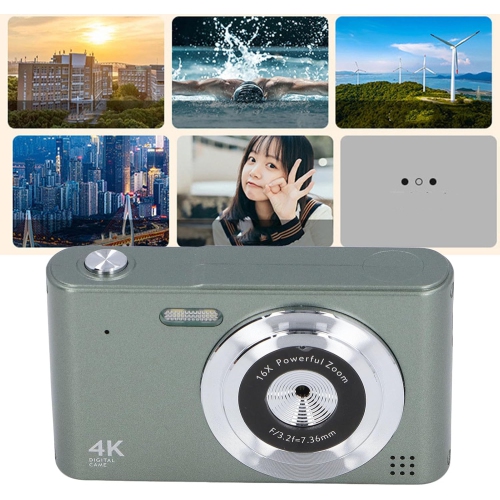 Green 4K Retro Travel Camera, 32GB Memory + Card Reader – Multi-mode Shooting, Built-in Flash, HD Retro CCD