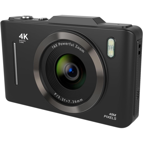 GREEN SCENIC  Professional Digital Camera, 64GB Memory Card – 16X Zoom, Fill Light, Retro Design, Ccd Digital Camera, High-Value Zoom Camera In Black