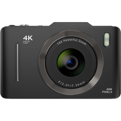 Black professional digital camera, 64GB memory card – 16x zoom, fill light, retro design, CCD digital camera, high-value zoom camera