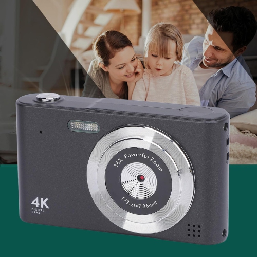 Compact Retro CCD Black UHD Retro Camera, 64GB Memory + Card Reader – 48MP Photo, Time-lapse