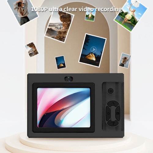 [Black] HD CCD digital camera for students, anti-shake, compact and portable, retro travel camera card 32G memory card