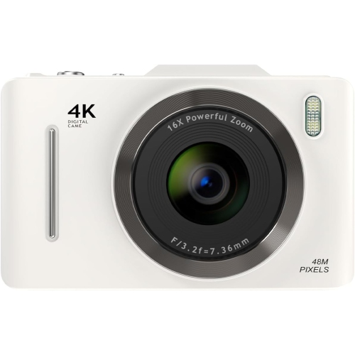 white professional digital camera, 64GB memory card – 16x zoom, fill light, retro design, CCD digital camera, high-value zoom camera