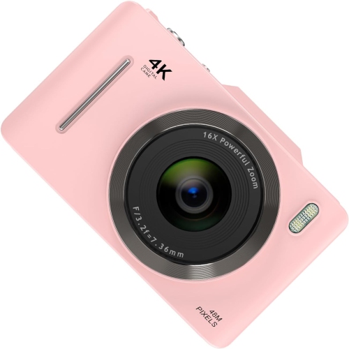 pink48 megapixel Vlog camera, 32GB memory card – webcam, image stabilization, 2.8-inch IPS screen, CCD digital camera, high-value zoom camera