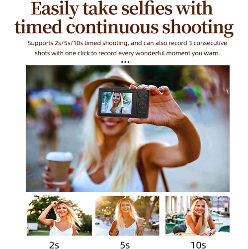 pink48 megapixel Vlog camera, 32GB memory card – webcam, image stabilization, 2.8-inch IPS screen, CCD digital camera, high-value zoom camera